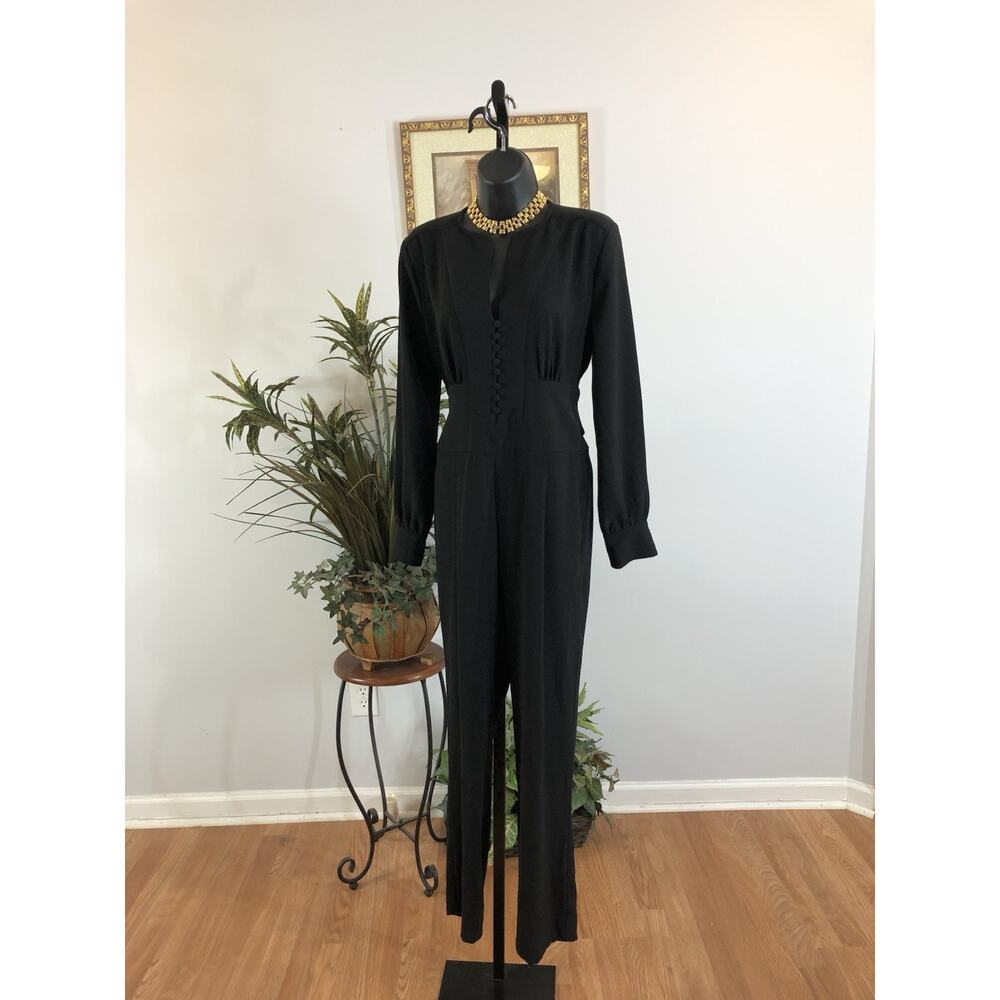 Eva Mendes Overall Jumpsuit Size 2 Long Sleeve Black Y2K Fairy Core‎ Barbiecore